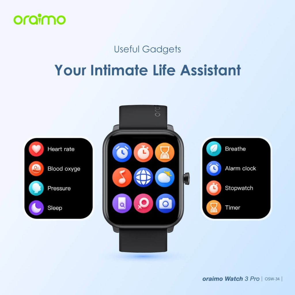 oraimo - OSW-810 - Watch ES 2 - 1.95'AMOLED Screen - Bluetooth Call - IP68 Waterproof - APP control - Smart Watch