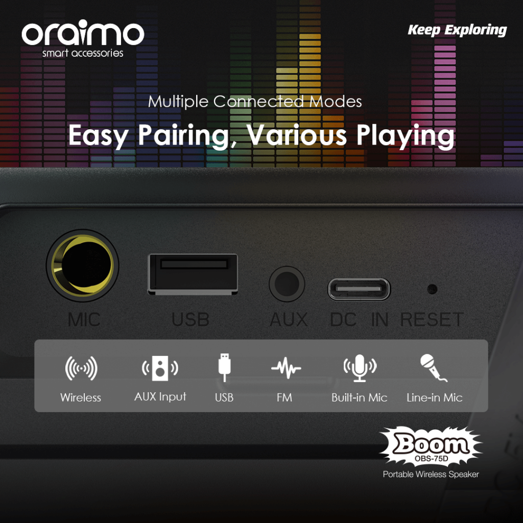Oraimo Boom OBS-75D Dynamic Light Effects Portable Wireless Speaker