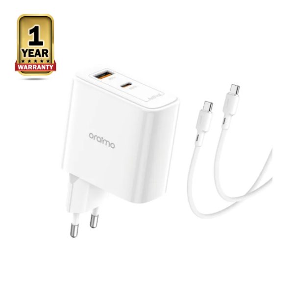 Oraimo OCW-E102D PowerGaN 45W Fast Charging Charger Adapter - White